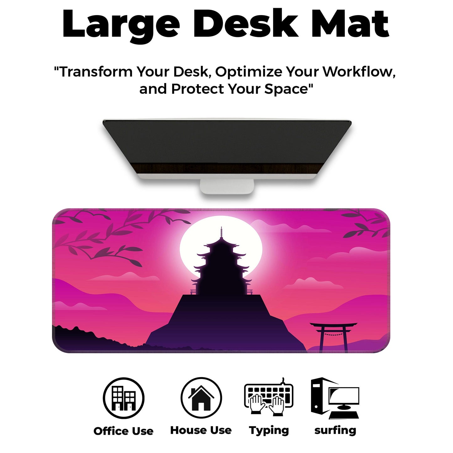 Pink Japanese Temple - E-XL Mousepad