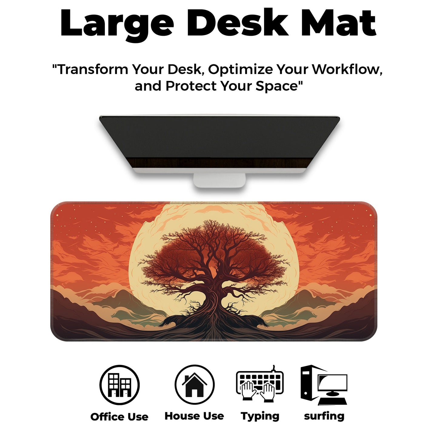 Red Tree Abstract - XXL Mousepad
