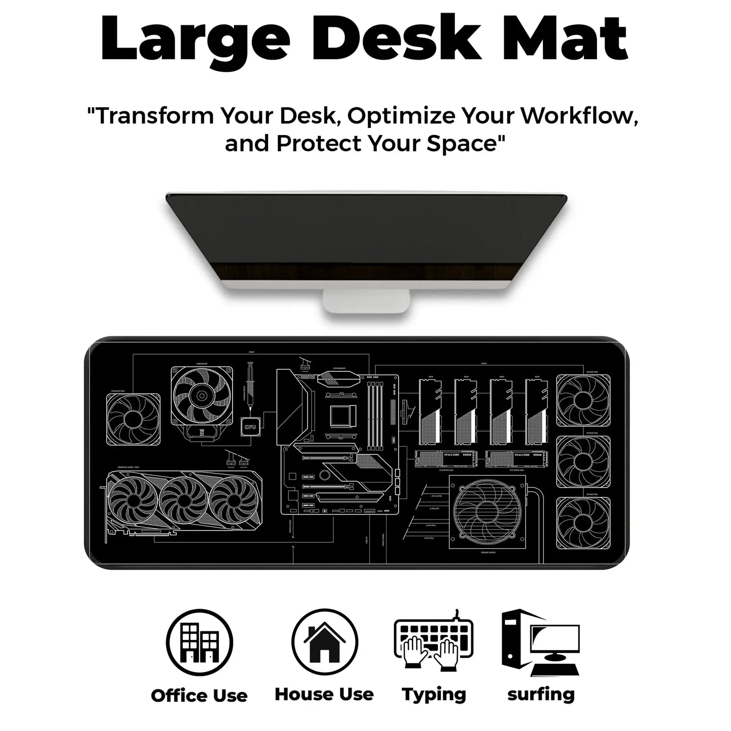 PC Building Guide - Black - E-XL Mousepad