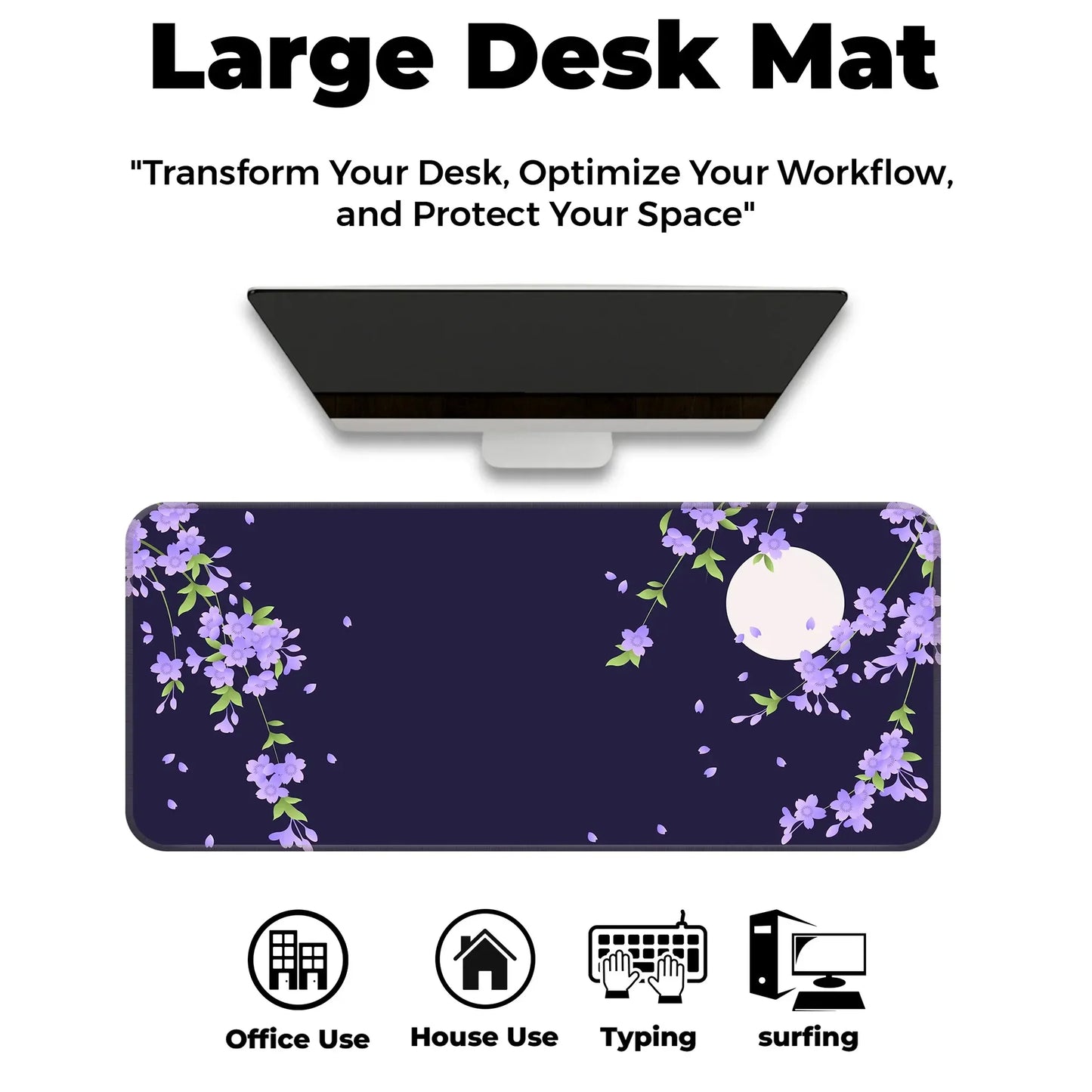 Sakura Petals Moon - Purple - XXL Mousepad