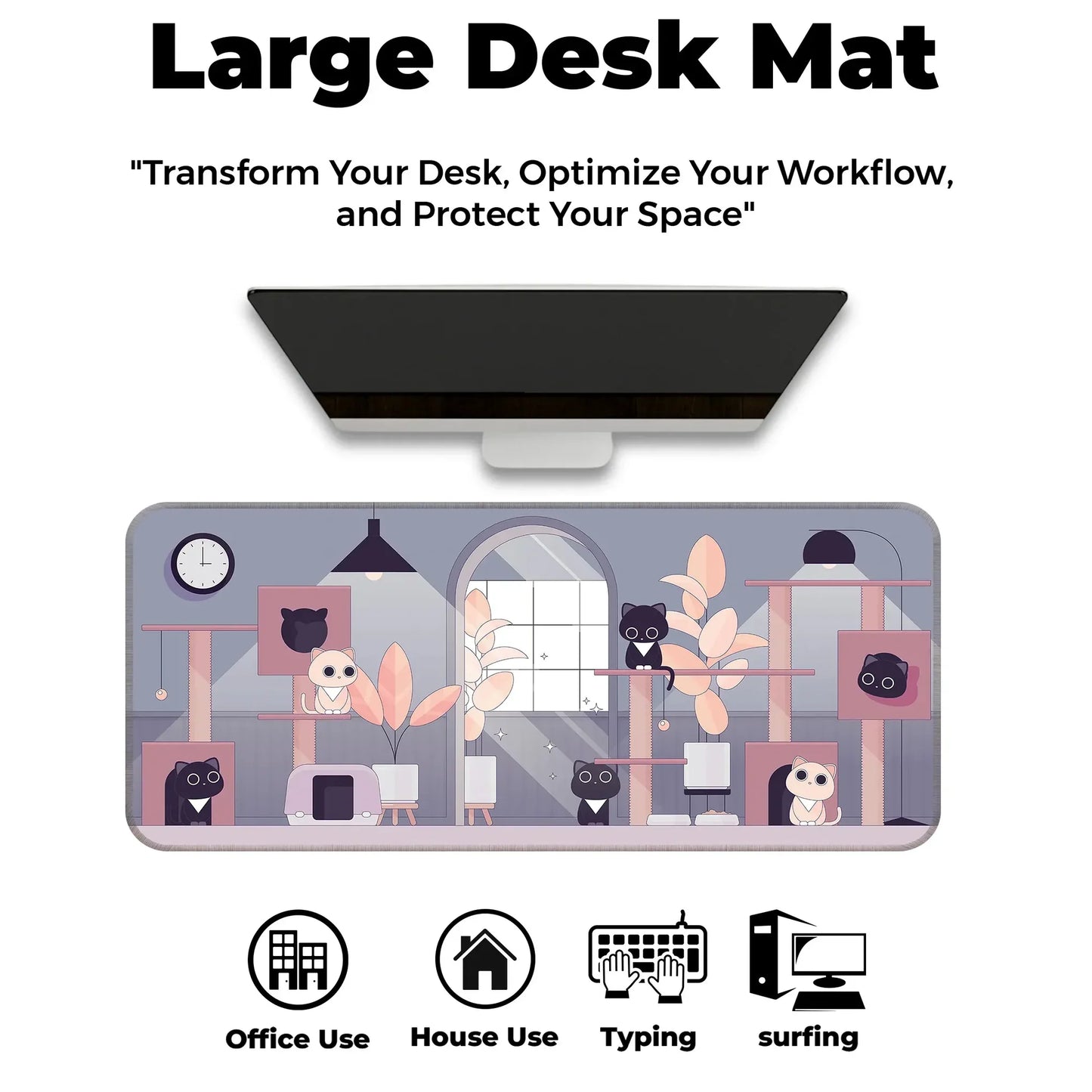 Relaxed Black Kittens - Lavender - XXL Mousepad