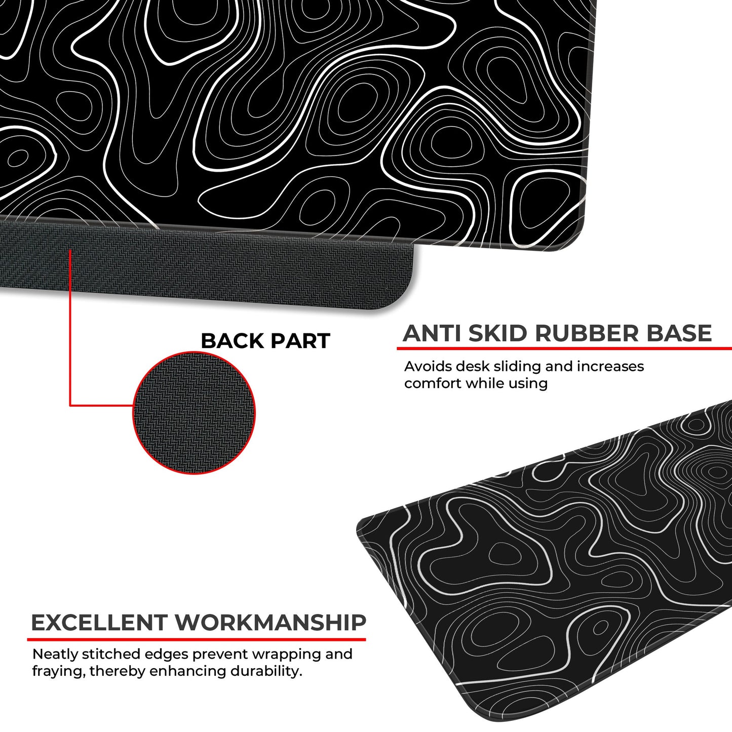 Black Topography - XXL Mousepad