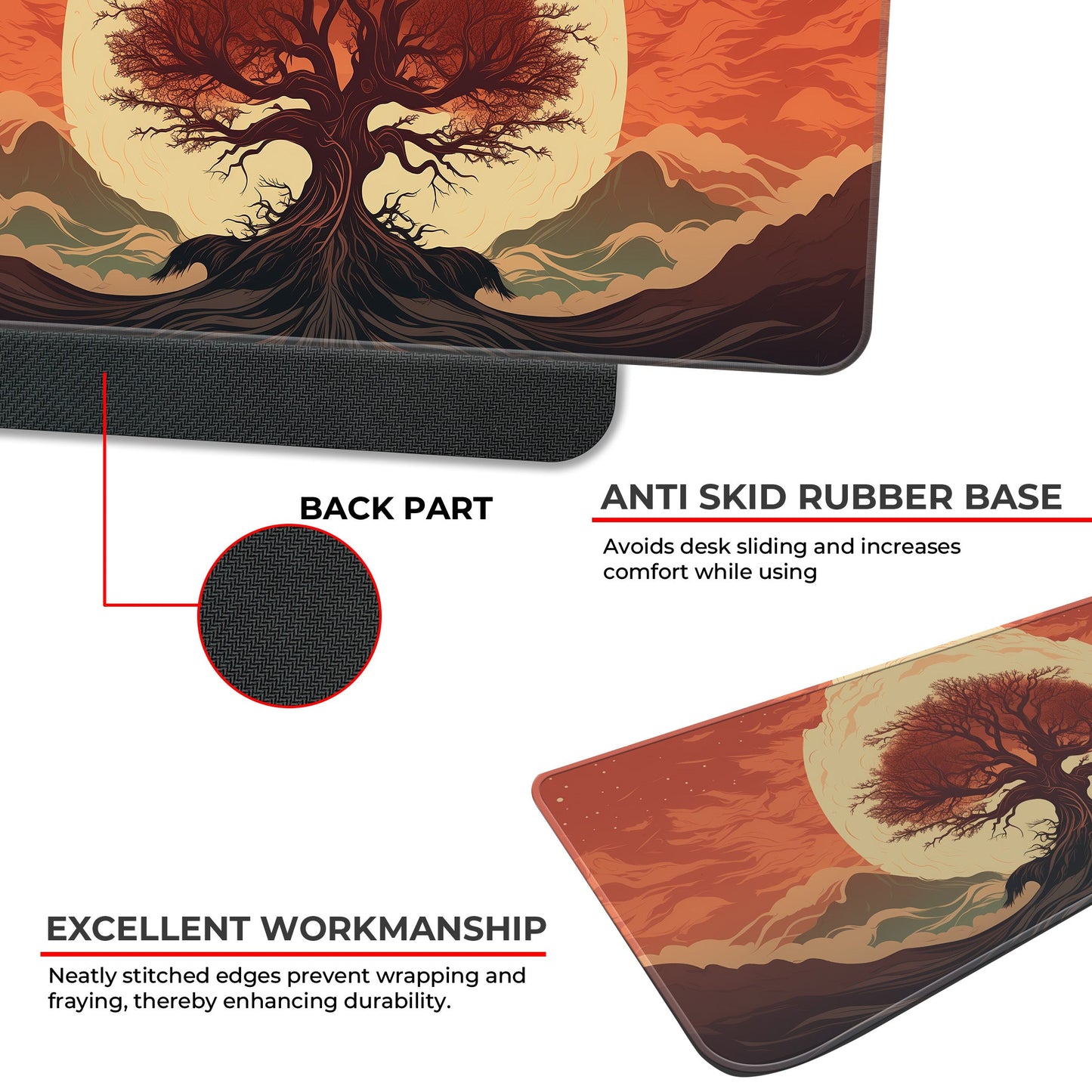 Red Tree Abstract - XL Mousepad