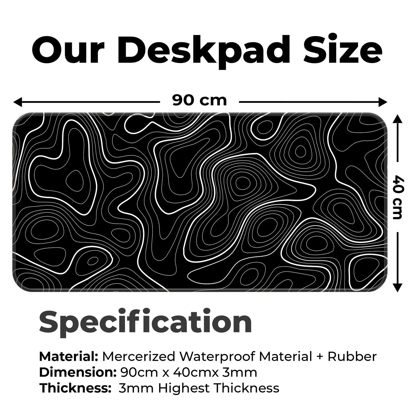 Black Topography - XXL Mousepad