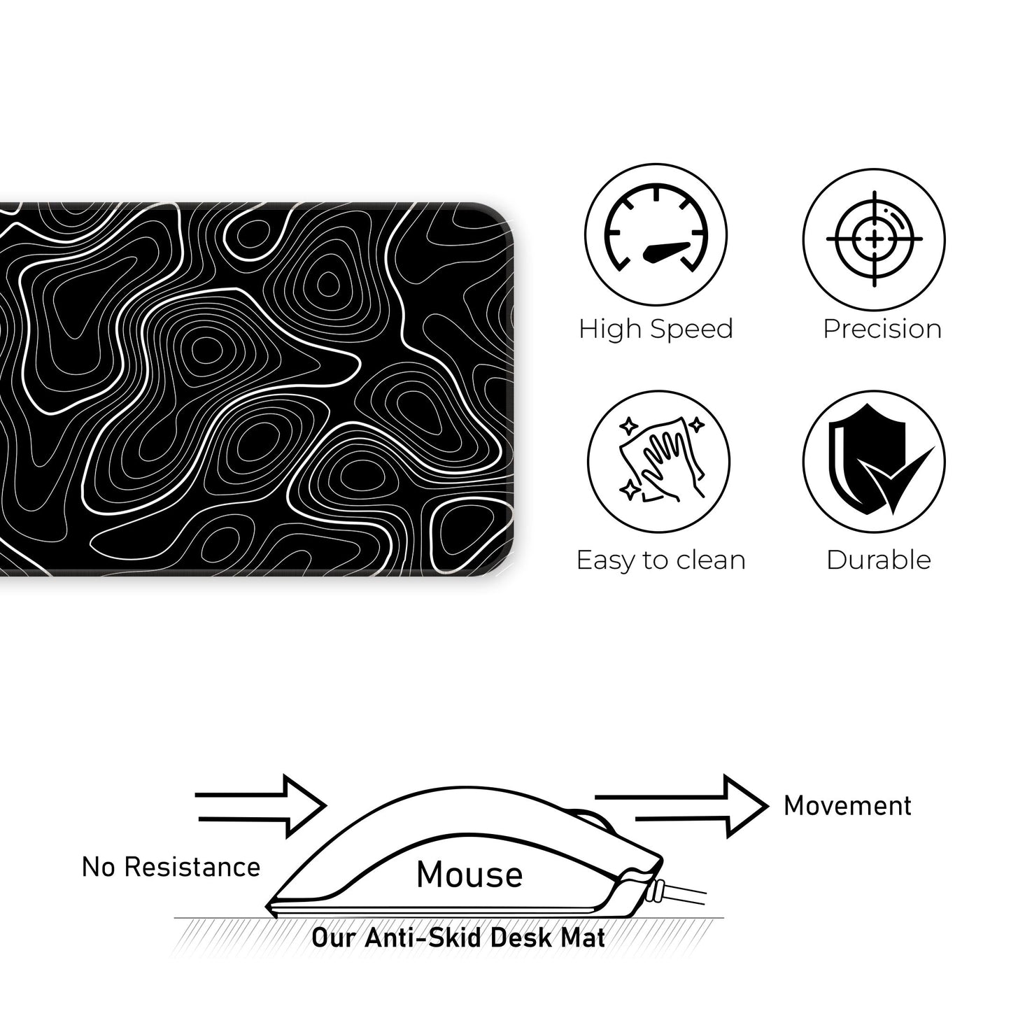 Black Topography - XXL Mousepad