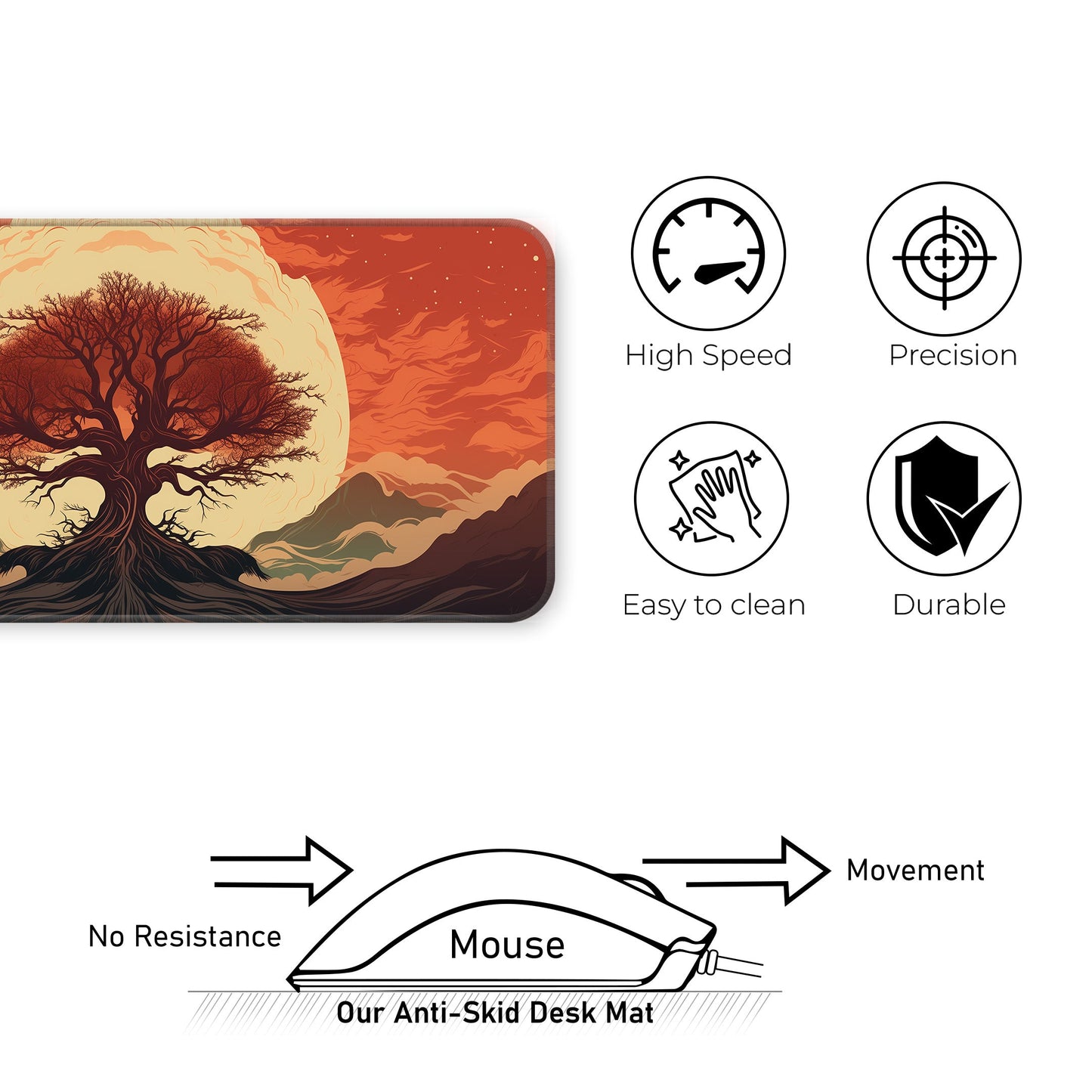 Red Tree Abstract - XXL Mousepad