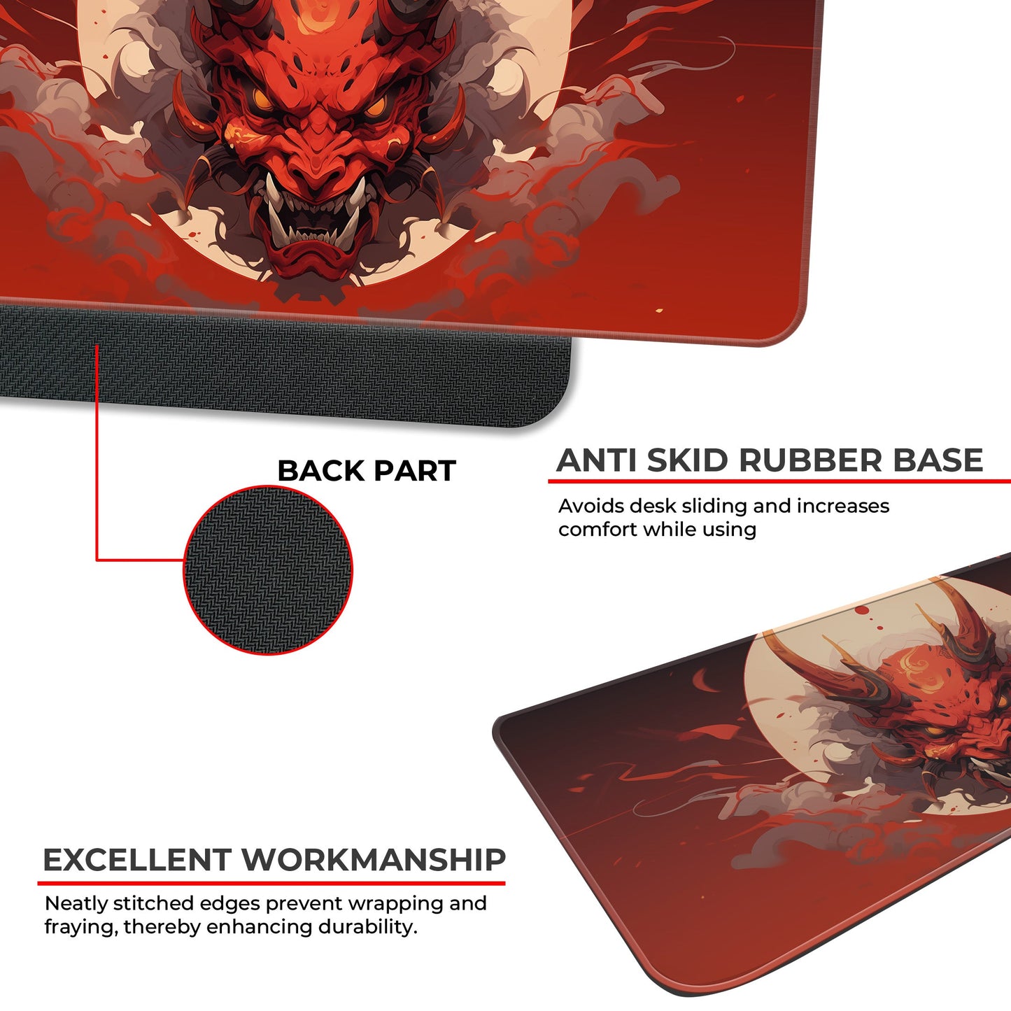 Oni Mask - Red - XXL Mousepad