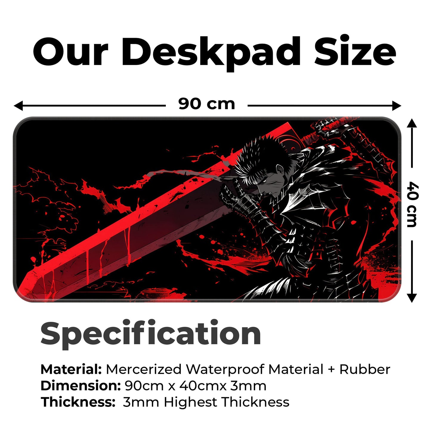 Berserk - Guts - XXL Mousepad
