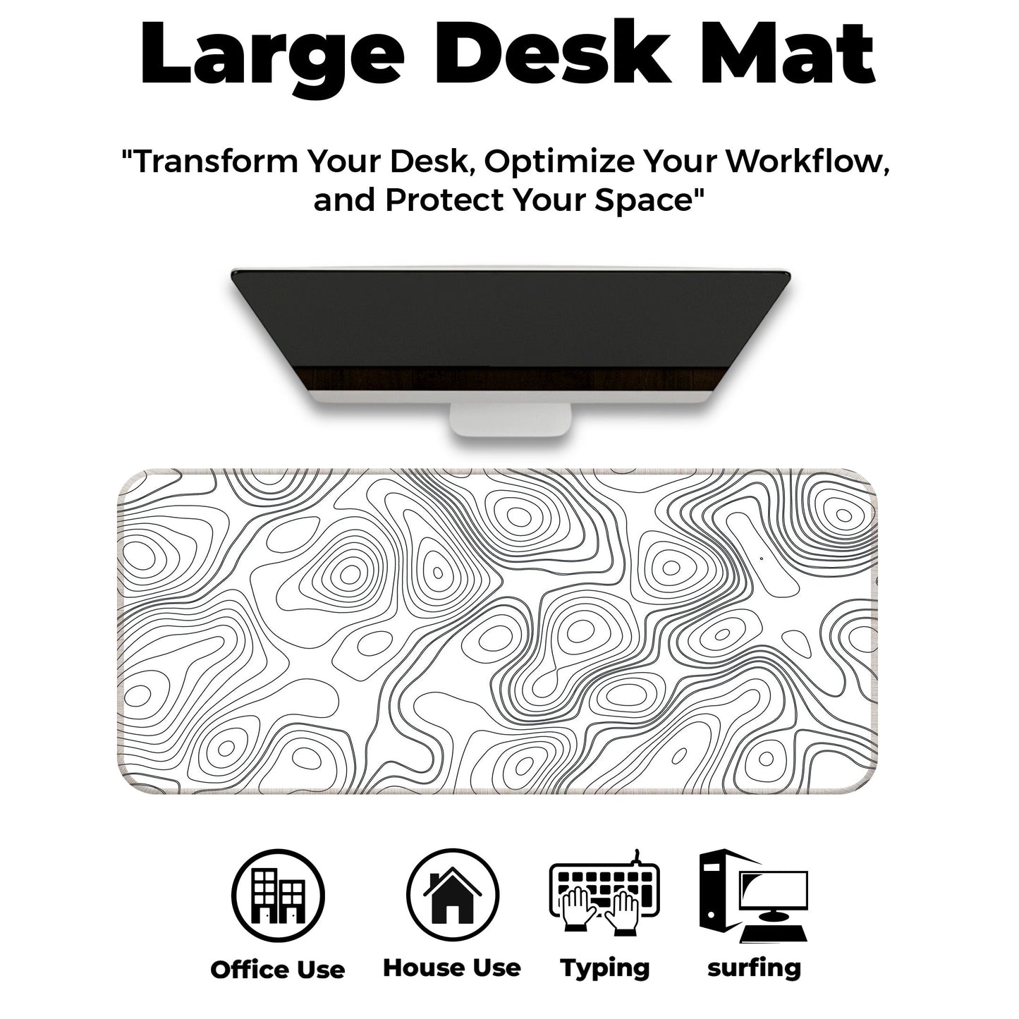 White Topography - E-XL Mousepad