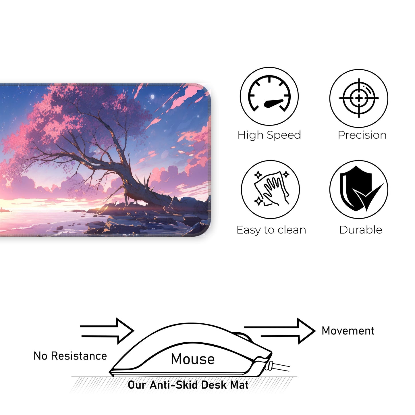 Sakura Sunset Abstract - E-XL Mousepad