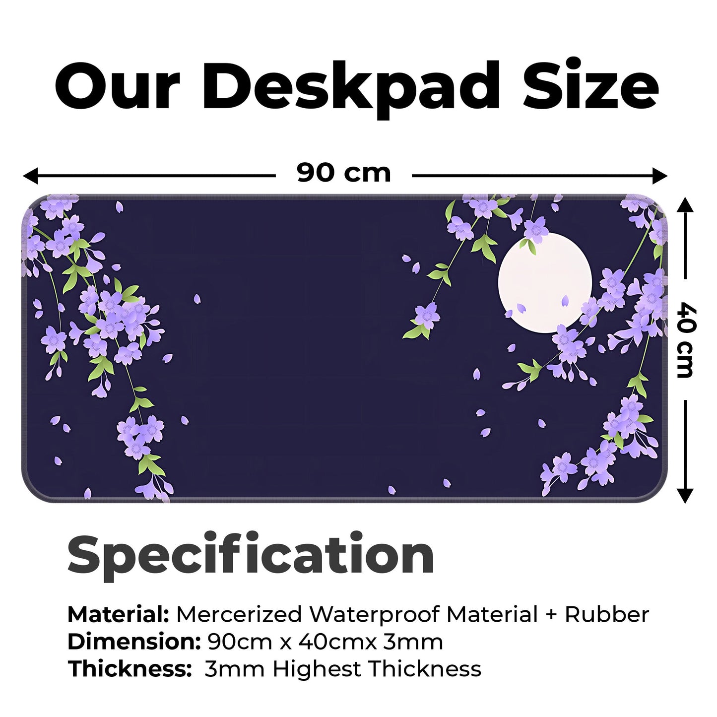 Sakura Petals Moon - Purple - XXL Mousepad