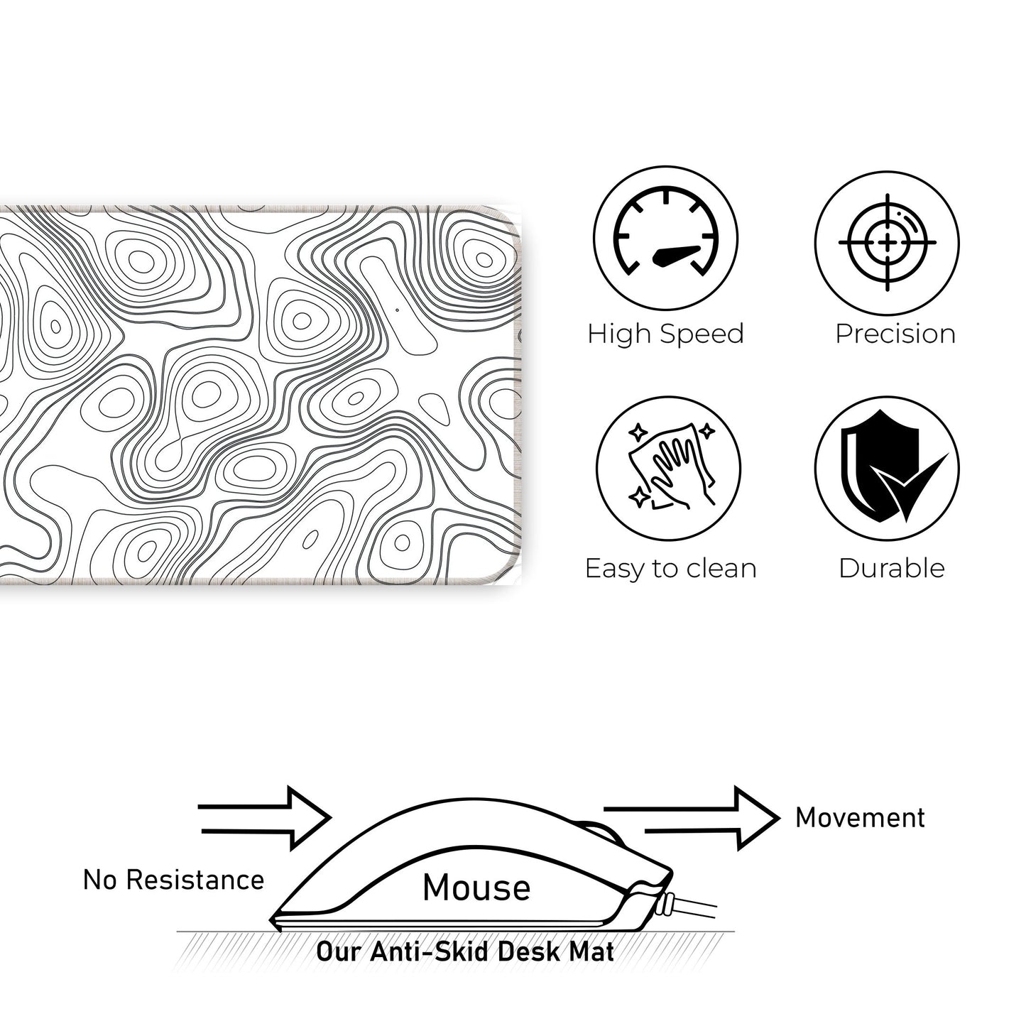 White Topography - E-XL Mousepad