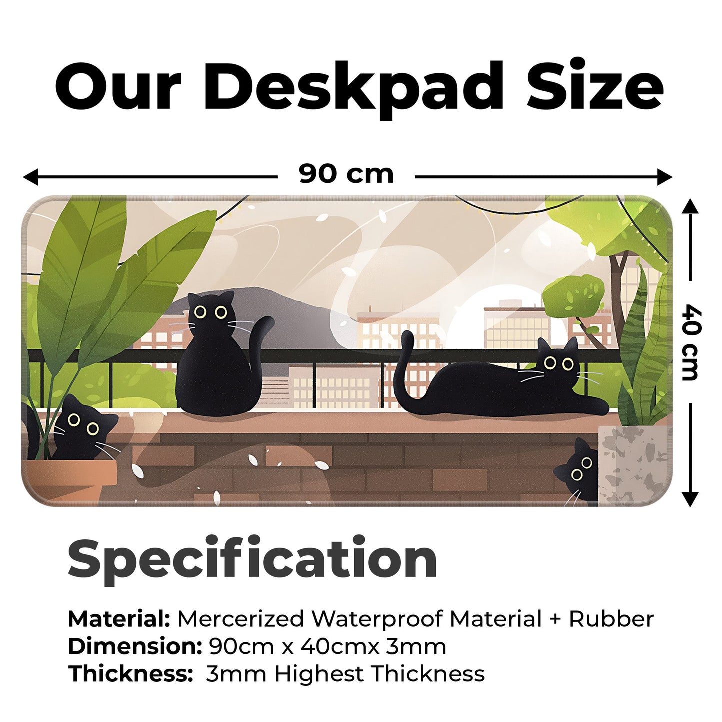 Relaxed Black Kittens - Green - XXL Mousepad