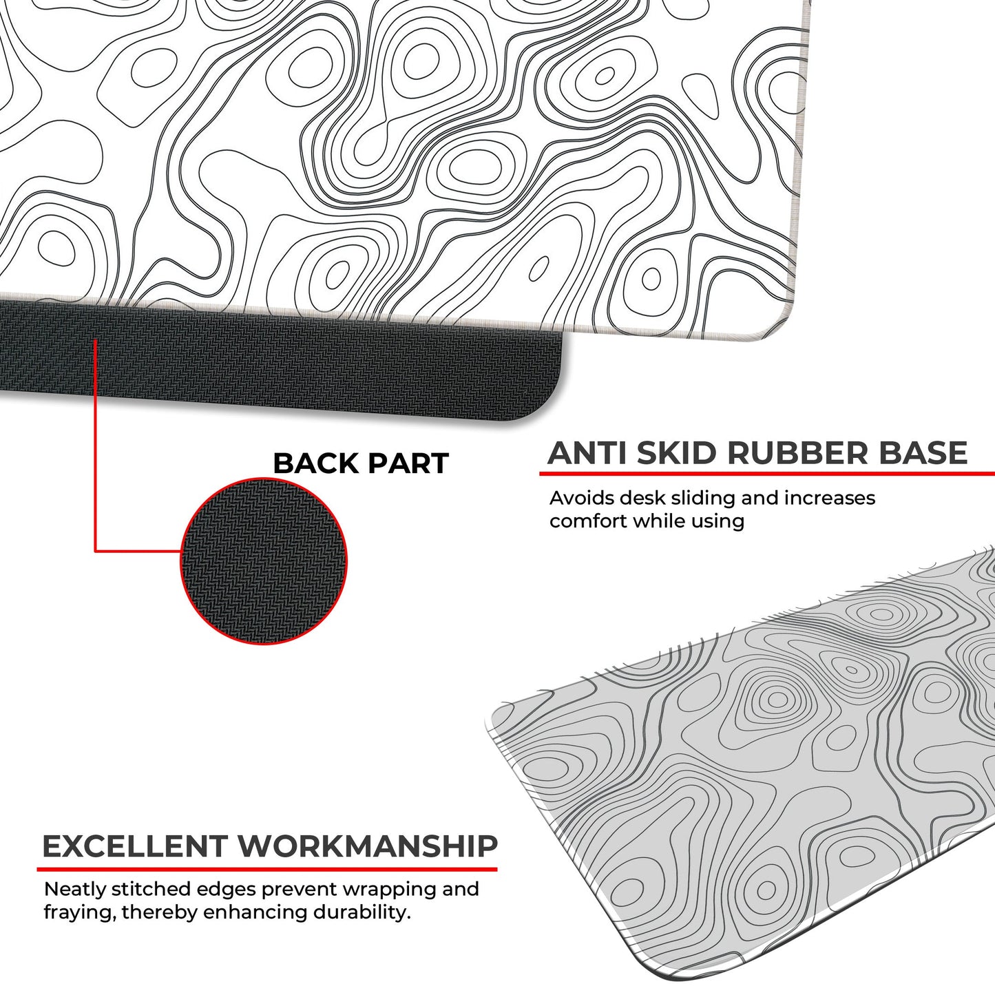 White Topography - XL Mousepad