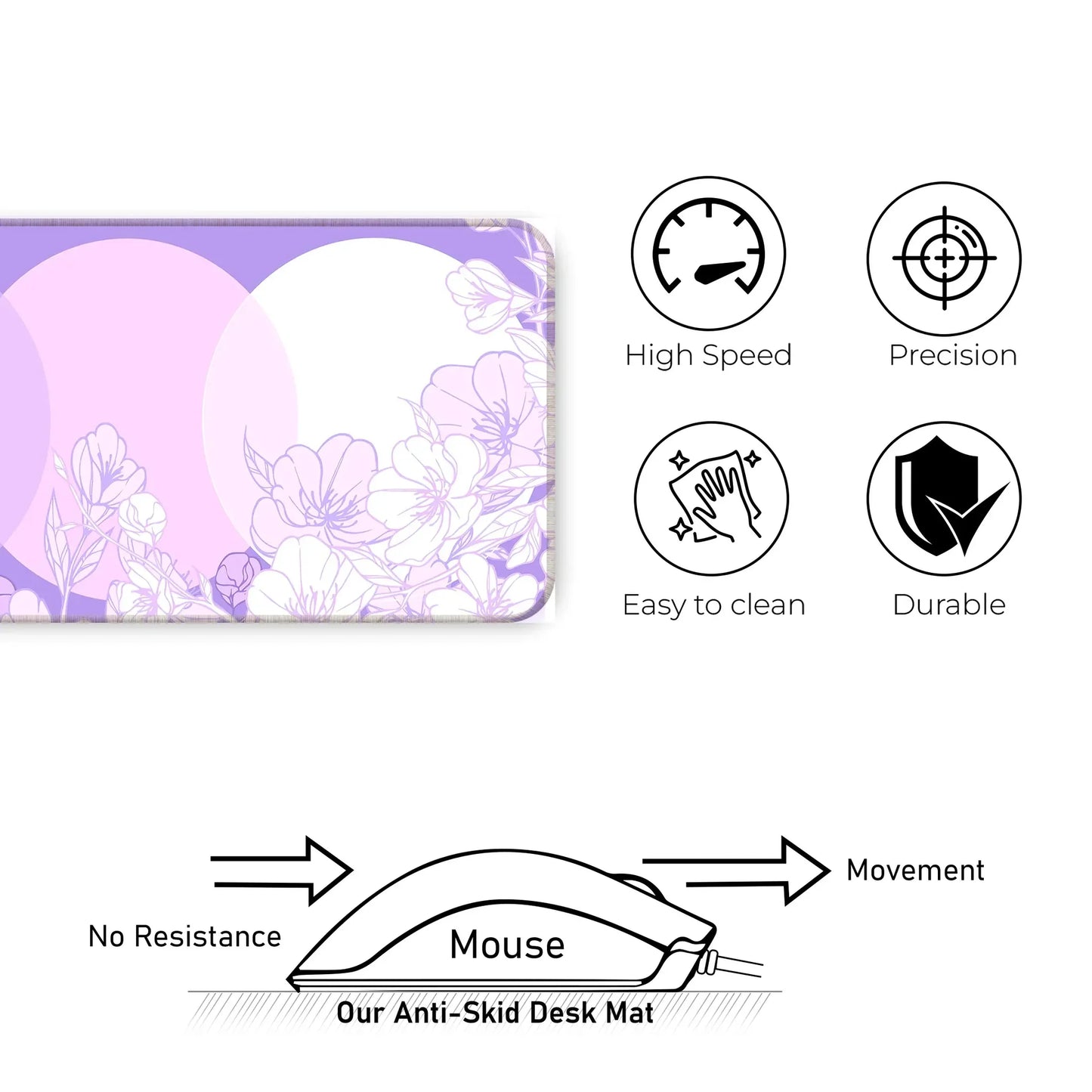 Sakura Circles - Lavender - XXL Mousepad