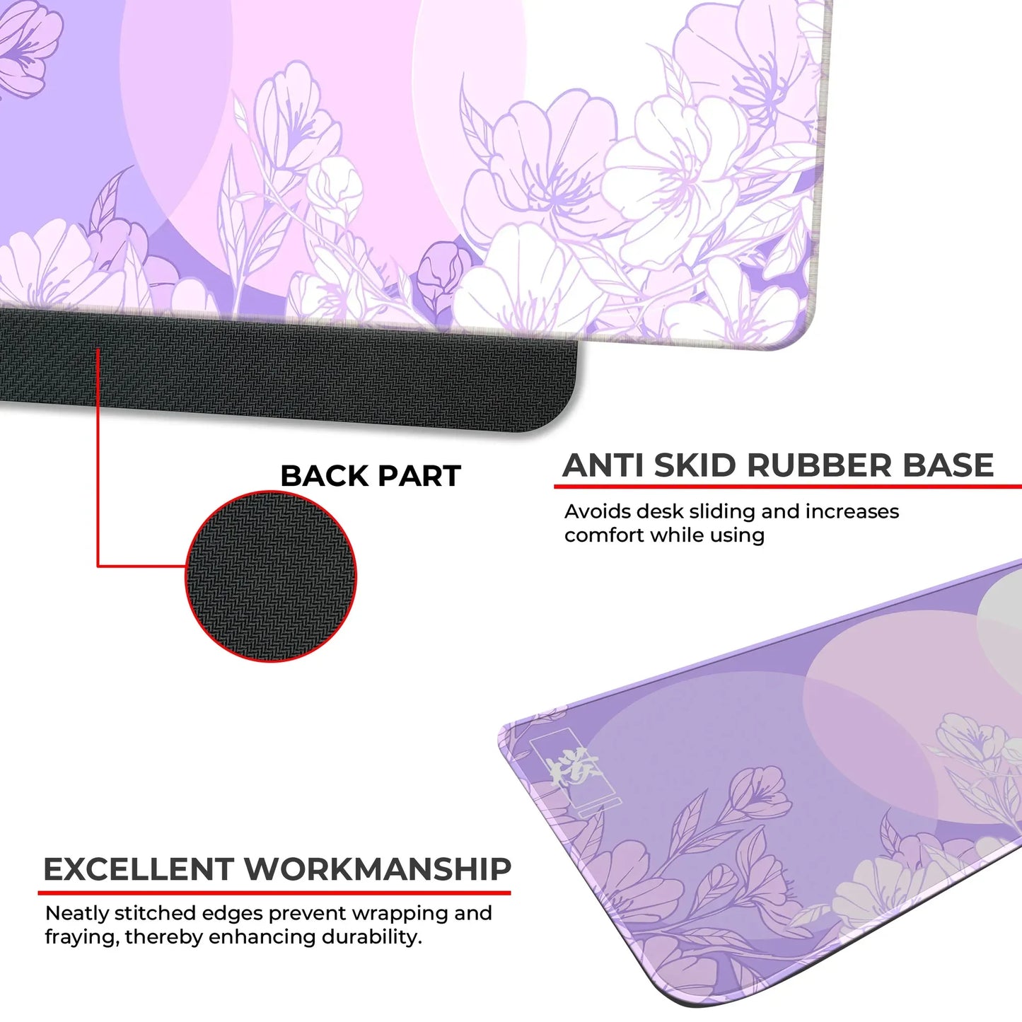 Sakura Circles - Lavender - XL Mousepad
