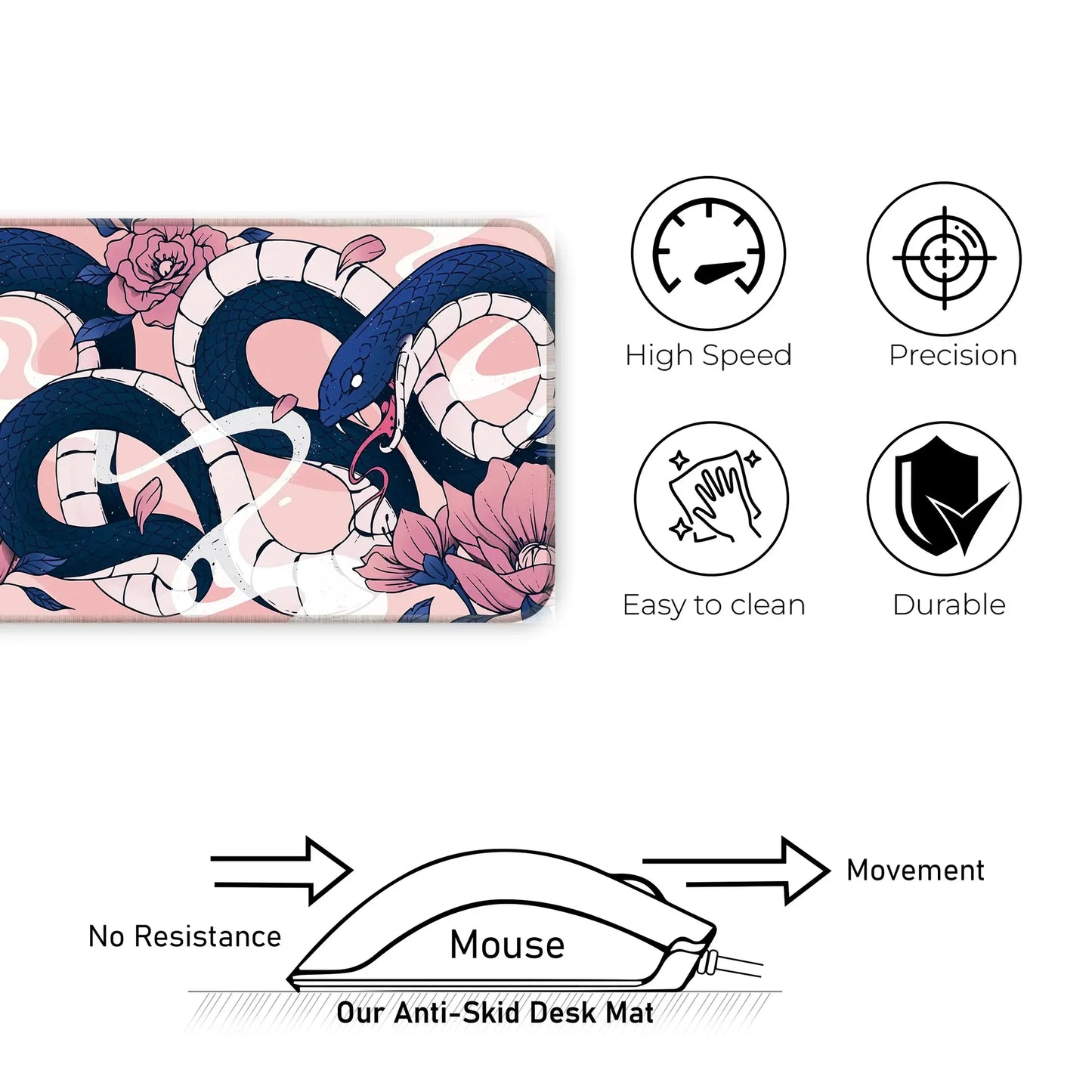 Sakura Snakes - Blue - XL Mousepad