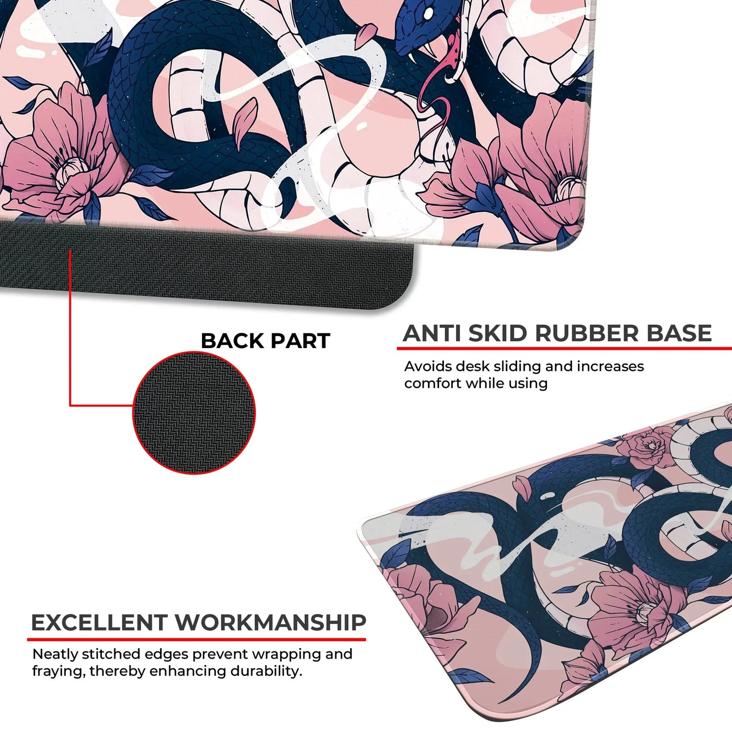 Sakura Snakes - Blue - XL Mousepad