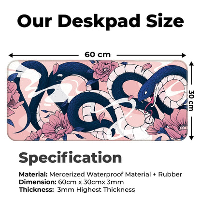 Sakura Snakes - Blue - XL Mousepad