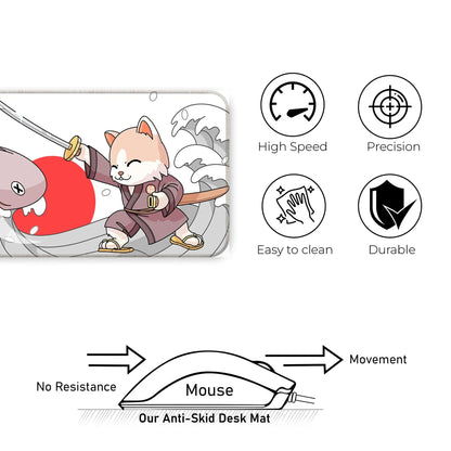 Japanese Cat - White - XL Mousepad
