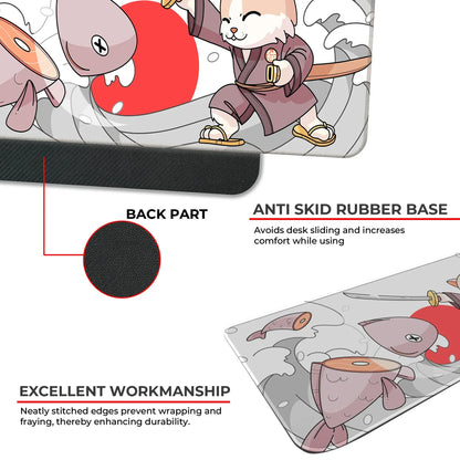 Japanese Cat - White - E-XL Mousepad