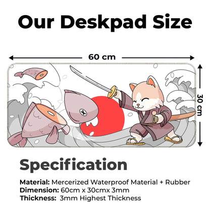 Japanese Cat - White - XL Mousepad