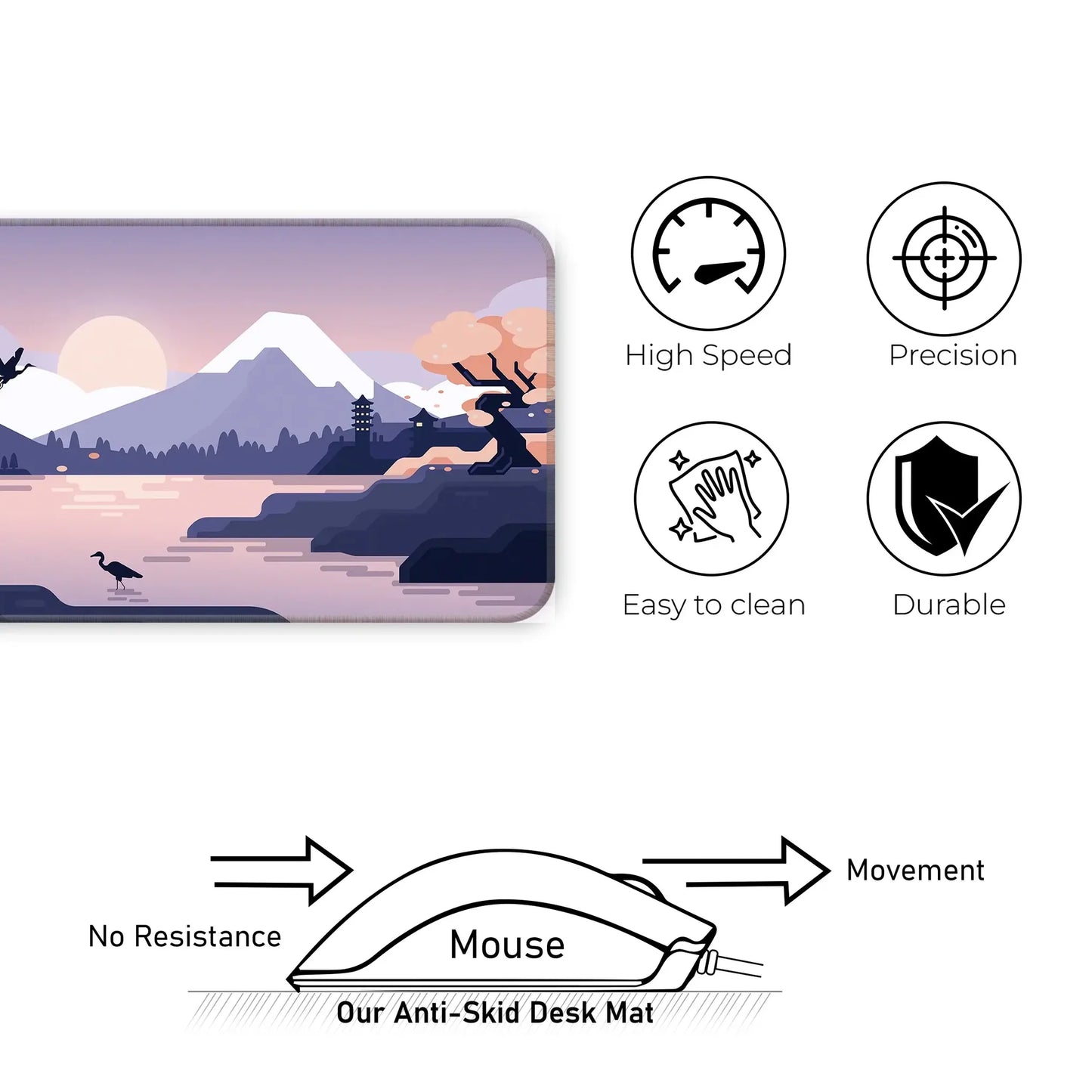 Mountains Art - Lavender- XL Mousepad
