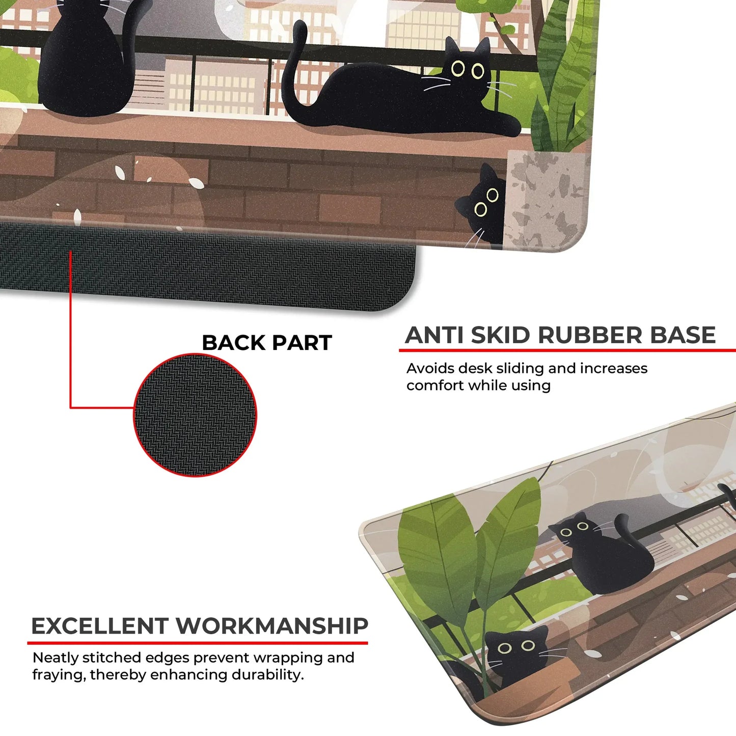 Relaxed Black Kittens - Green - XXL Mousepad