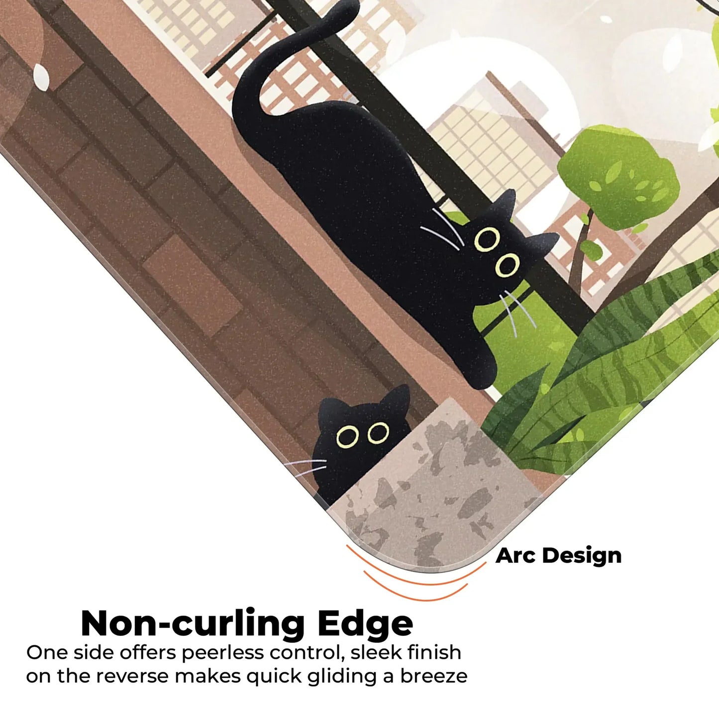 Relaxed Black Kittens - Green - E-XL Mousepad