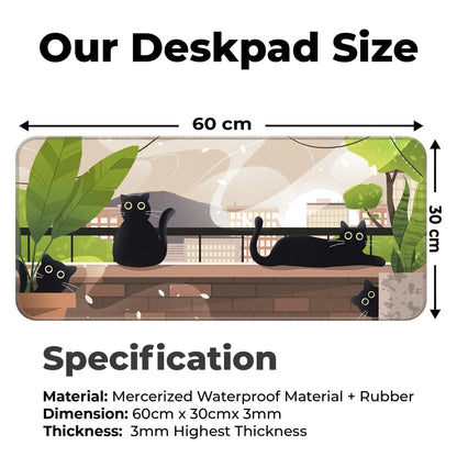 Relaxed Black Kittens - Green - XL Mousepad
