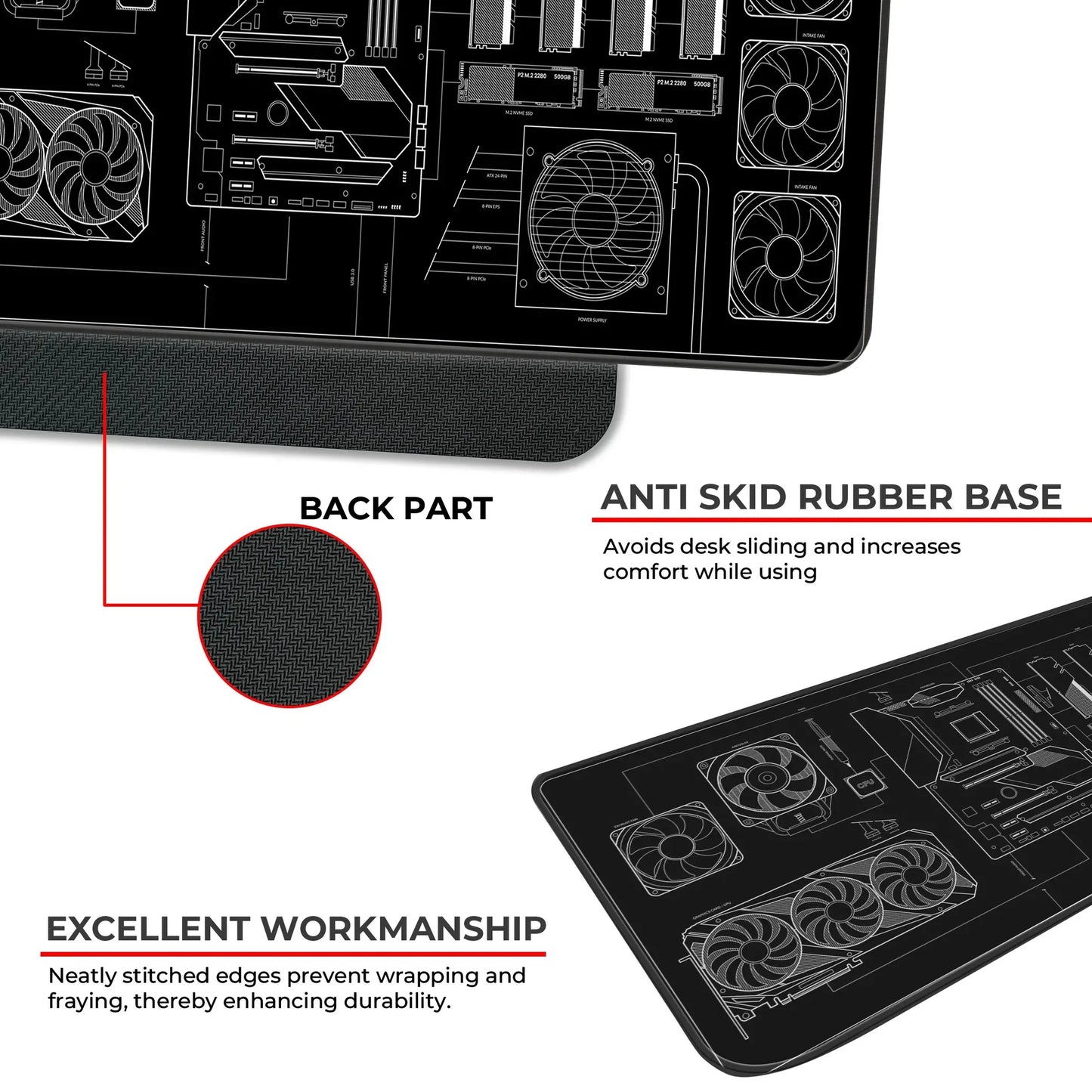 PC Building Guide - Black - XL Mousepad