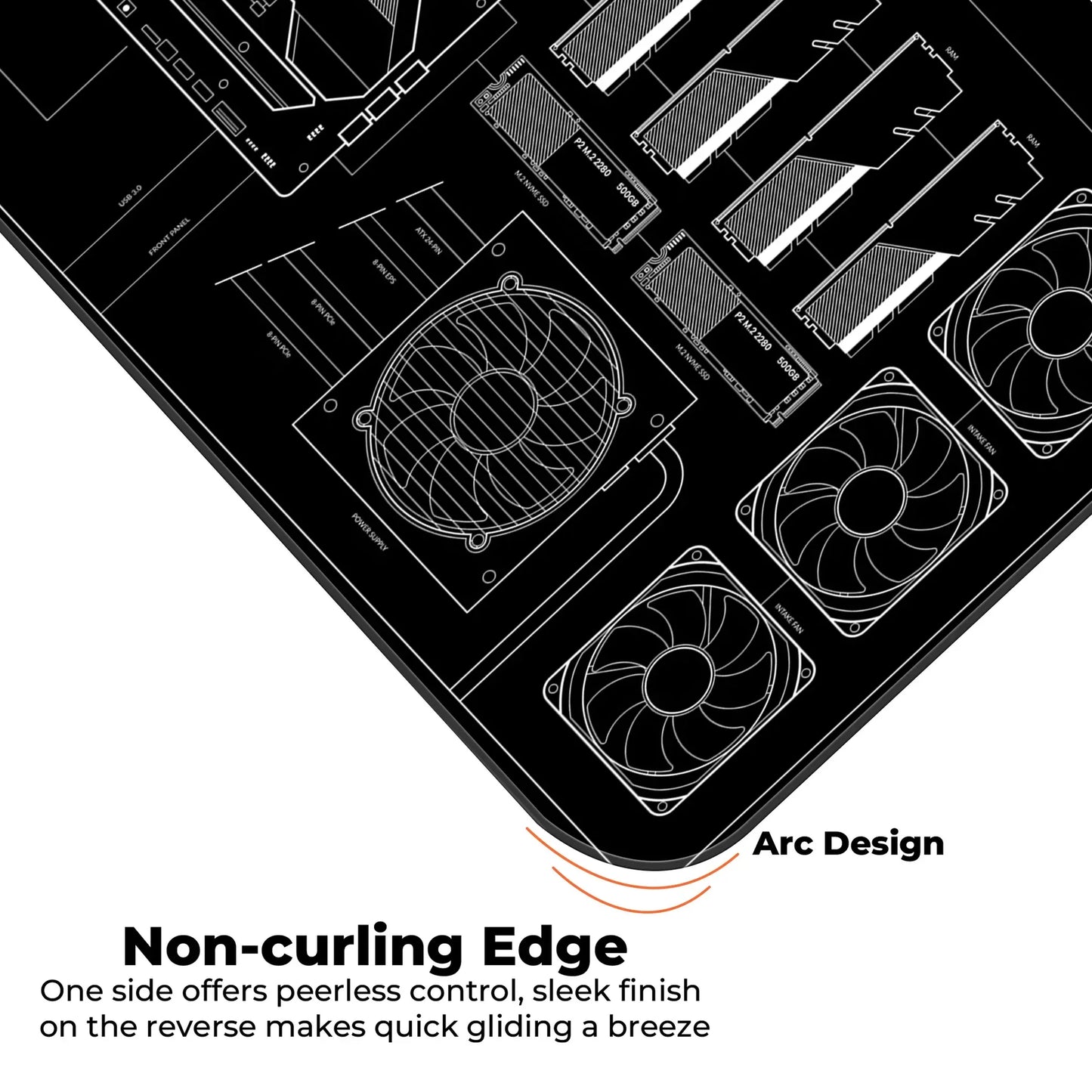 PC Building Guide - Black - E-XL Mousepad