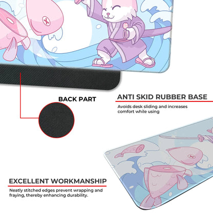 Japanese Cat - Blue - E-XL Mousepad