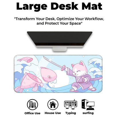 Japanese Cat - Blue - XL Mousepad