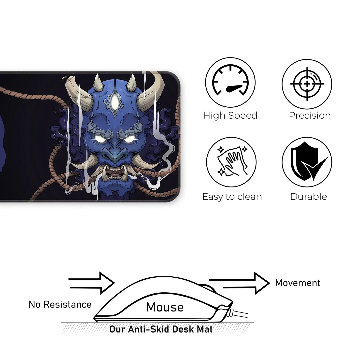 Demon Oni - Blue - XXL Mousepad