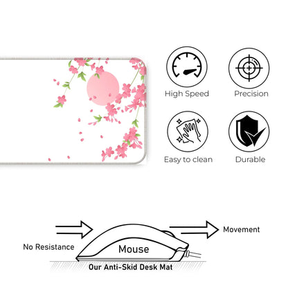 Sakura Petals Moon - White - XL Mousepad