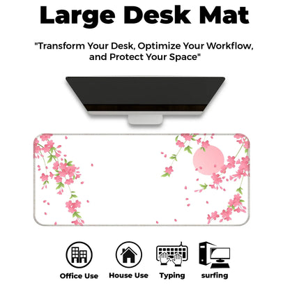 Sakura Petals Moon - White - XL Mousepad