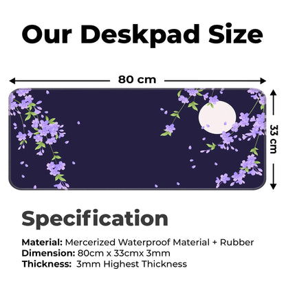 Sakura Petals Moon - Purple - E-XL Mousepad