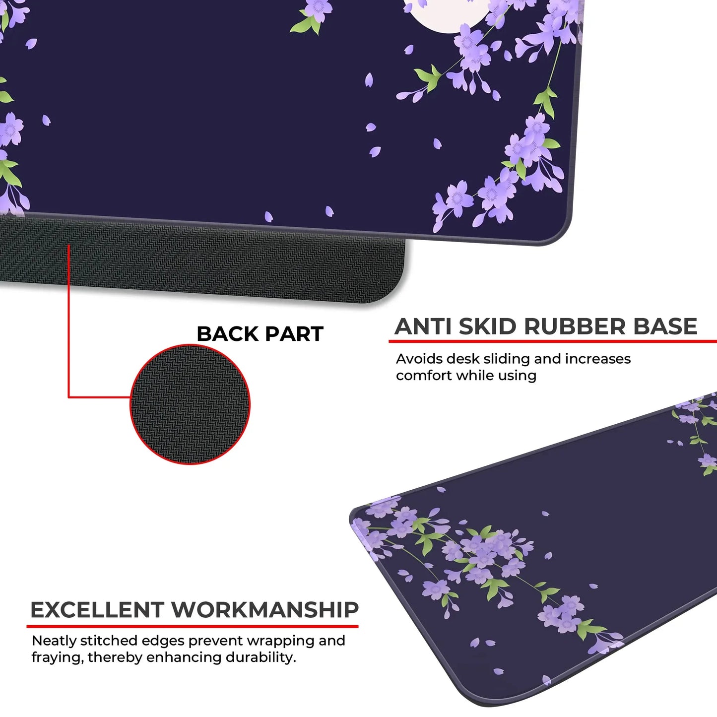 Sakura Petals Moon - Purple - XXL Mousepad