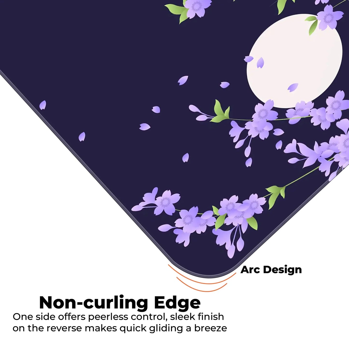 Sakura Petals Moon - Purple - E-XL Mousepad