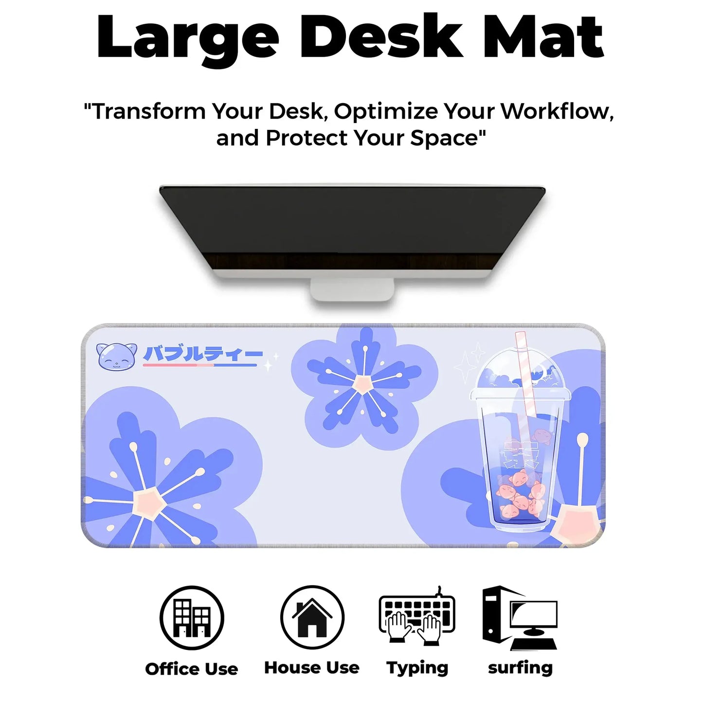 Bubble Tea Cup - Blue - XXL Mousepad