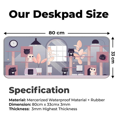 Relaxed Black Kittens - Lavender - E-XL Mousepad
