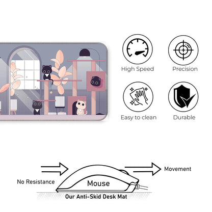 Relaxed Black Kittens - Lavender - E-XL Mousepad
