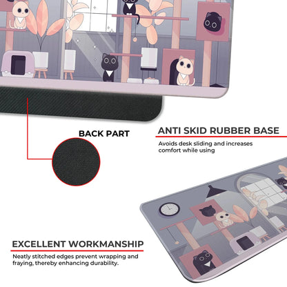 Relaxed Black Kittens - Lavender - XL Mousepad