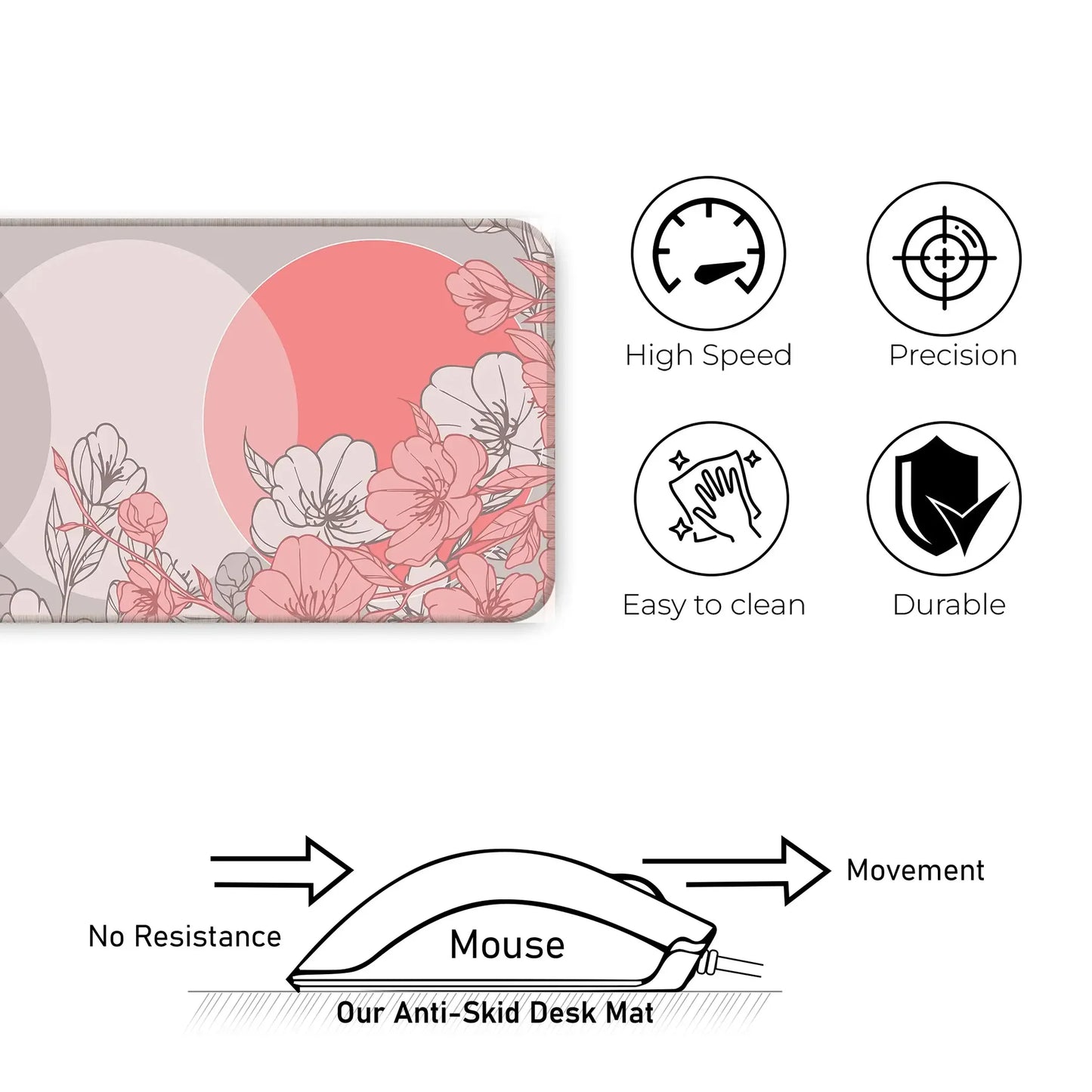 Sakura Circles - Peach - XXL Mousepad
