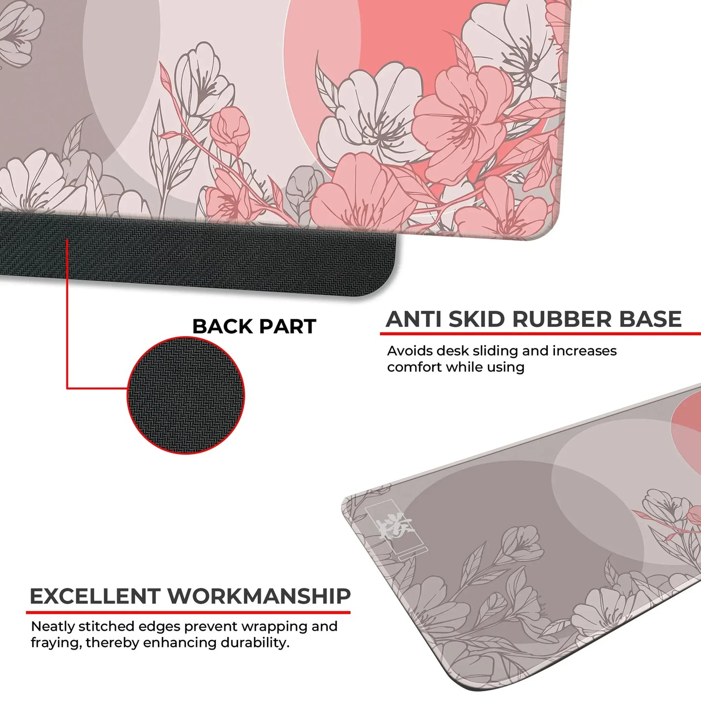 Sakura Circles - Peach - XXL Mousepad