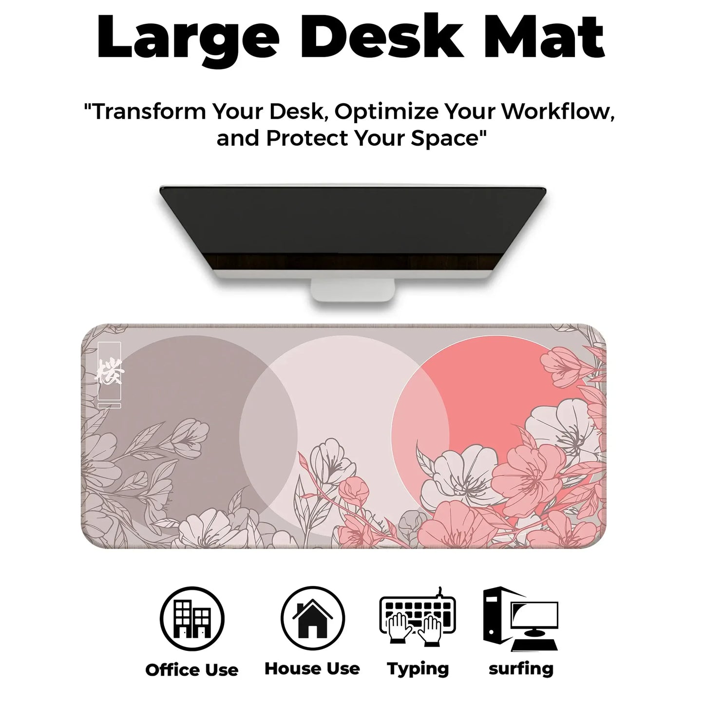 Sakura Circles - Peach - XXL Mousepad