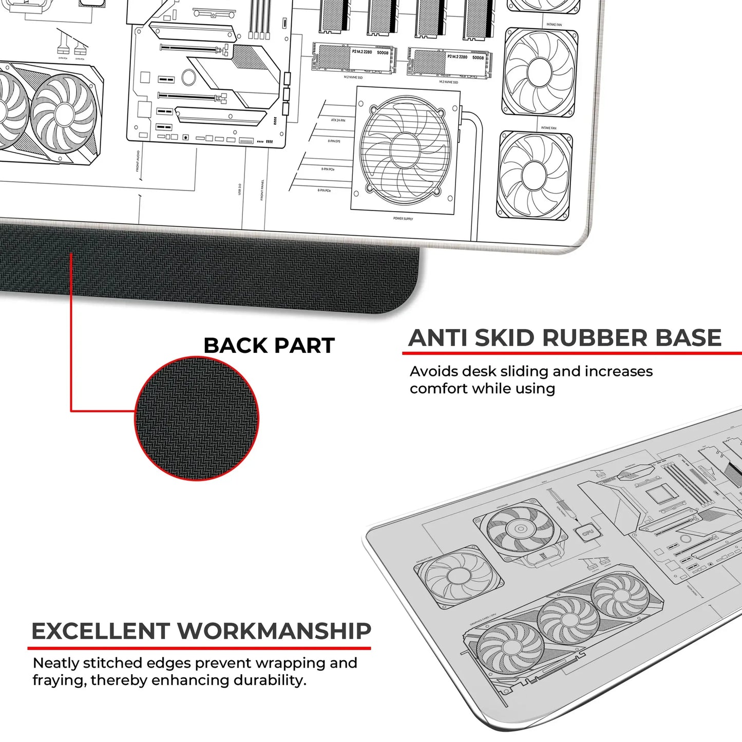 PC Building Guide - White - XXL Mousepad