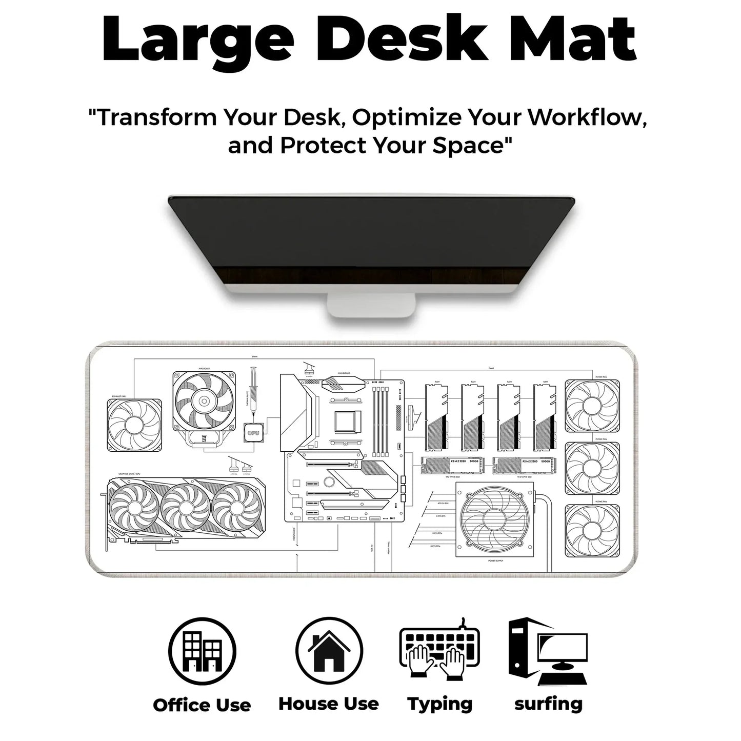 PC Building Guide - White - XL Mousepad