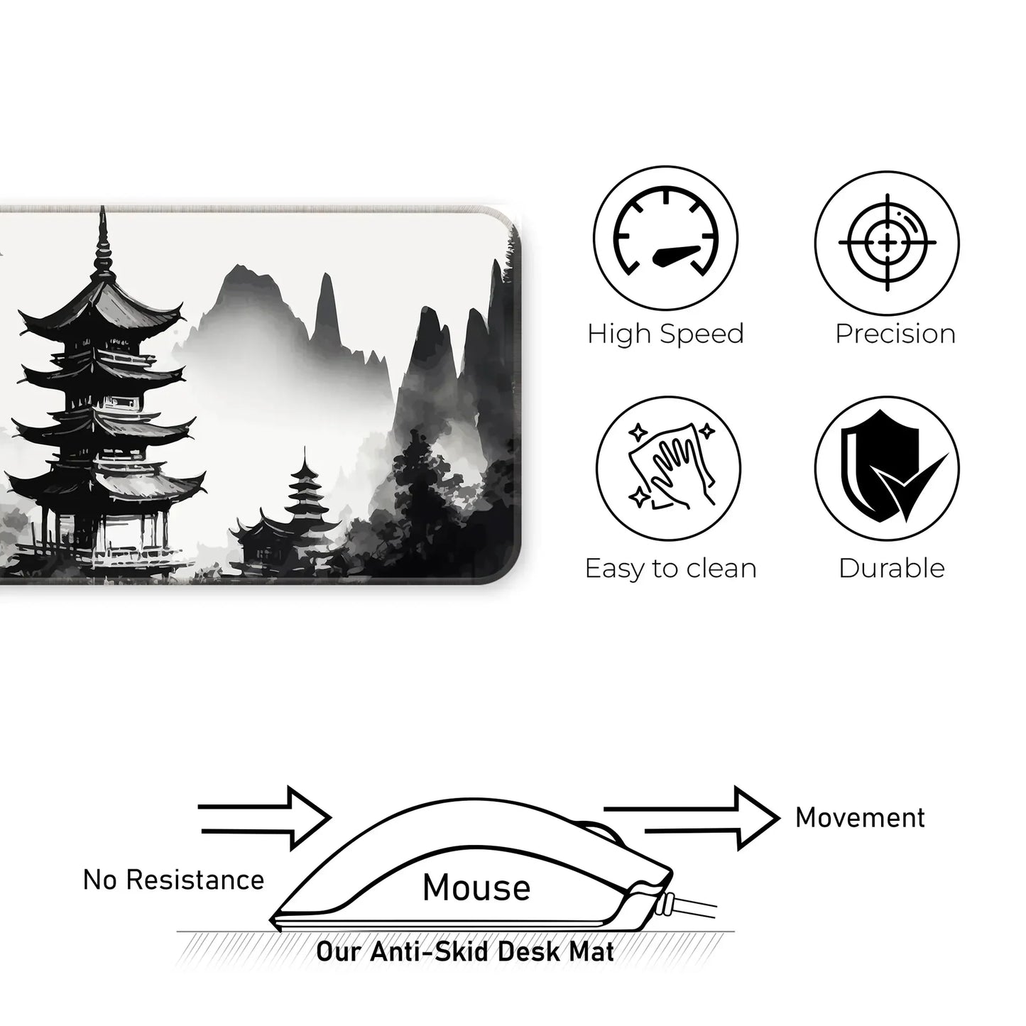 Japanese Zen Temple - E-XL Mousepad